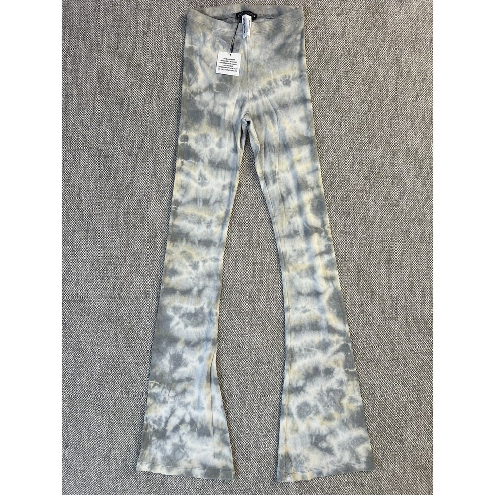 Zara Leggings Womens S Multicolor Tie Dye Ribbed Knit Flare Stretch Casual